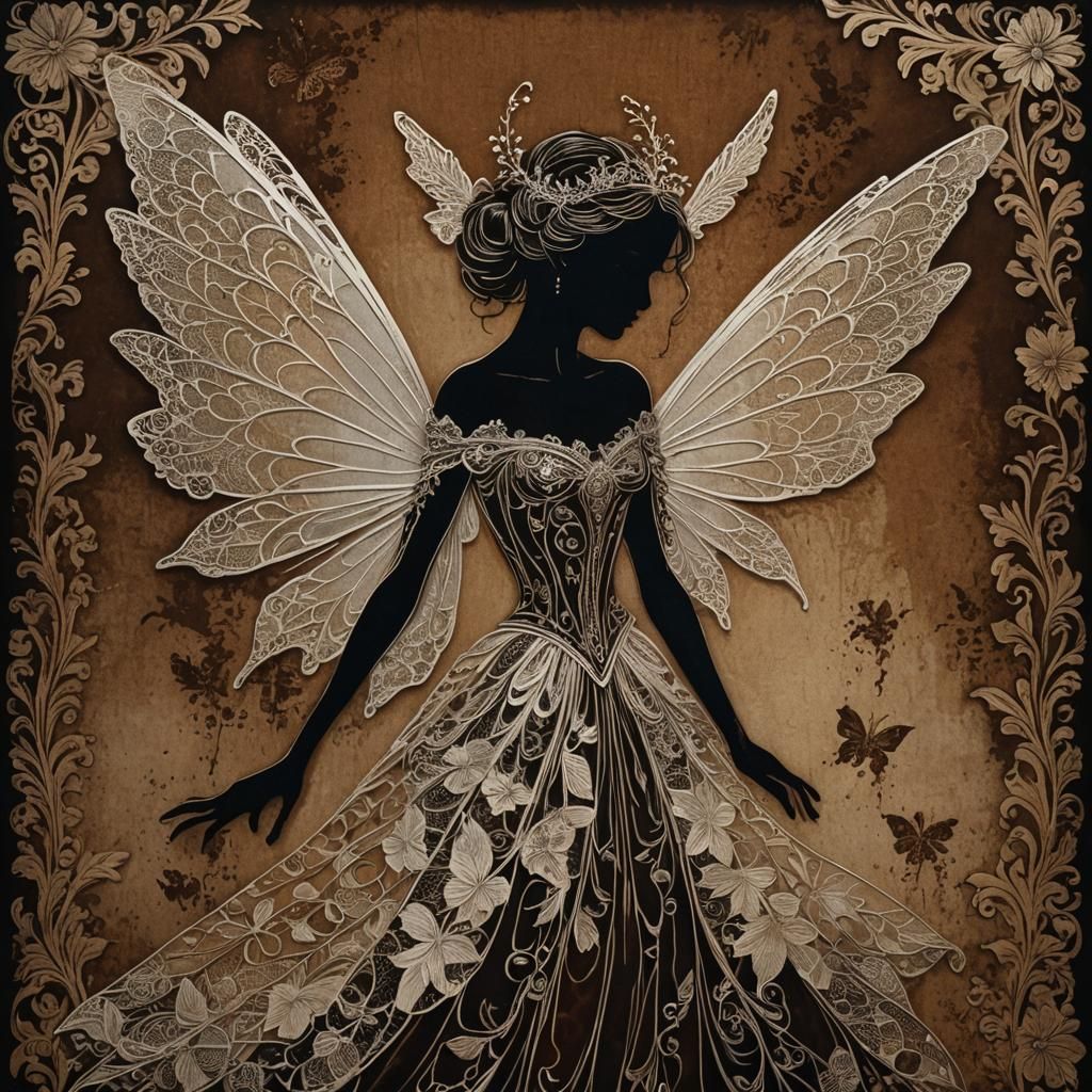 Ethereal Fairy Silhouette in Baroque Style