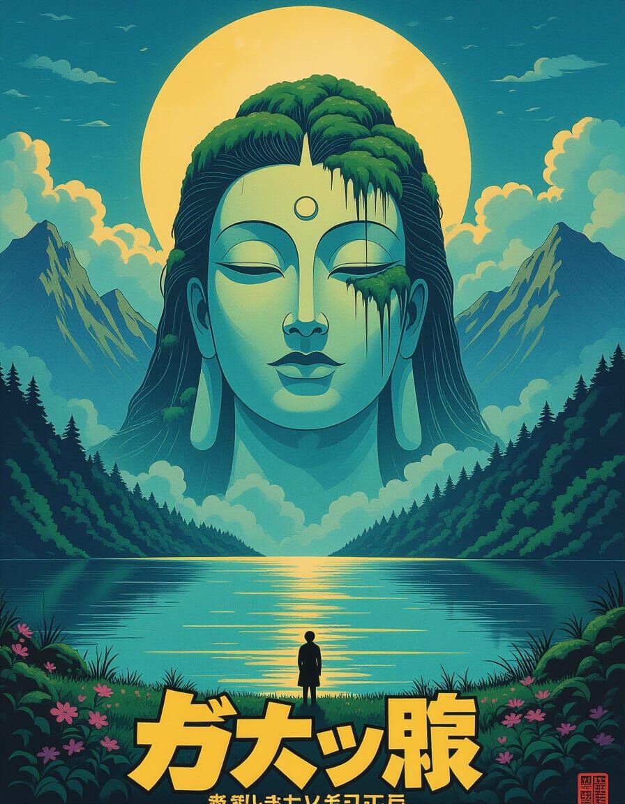 Forgotten Goddess in Retro Japanese Manga Style