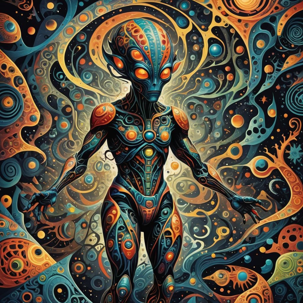 Psychedelic Alien in Surrealist Style