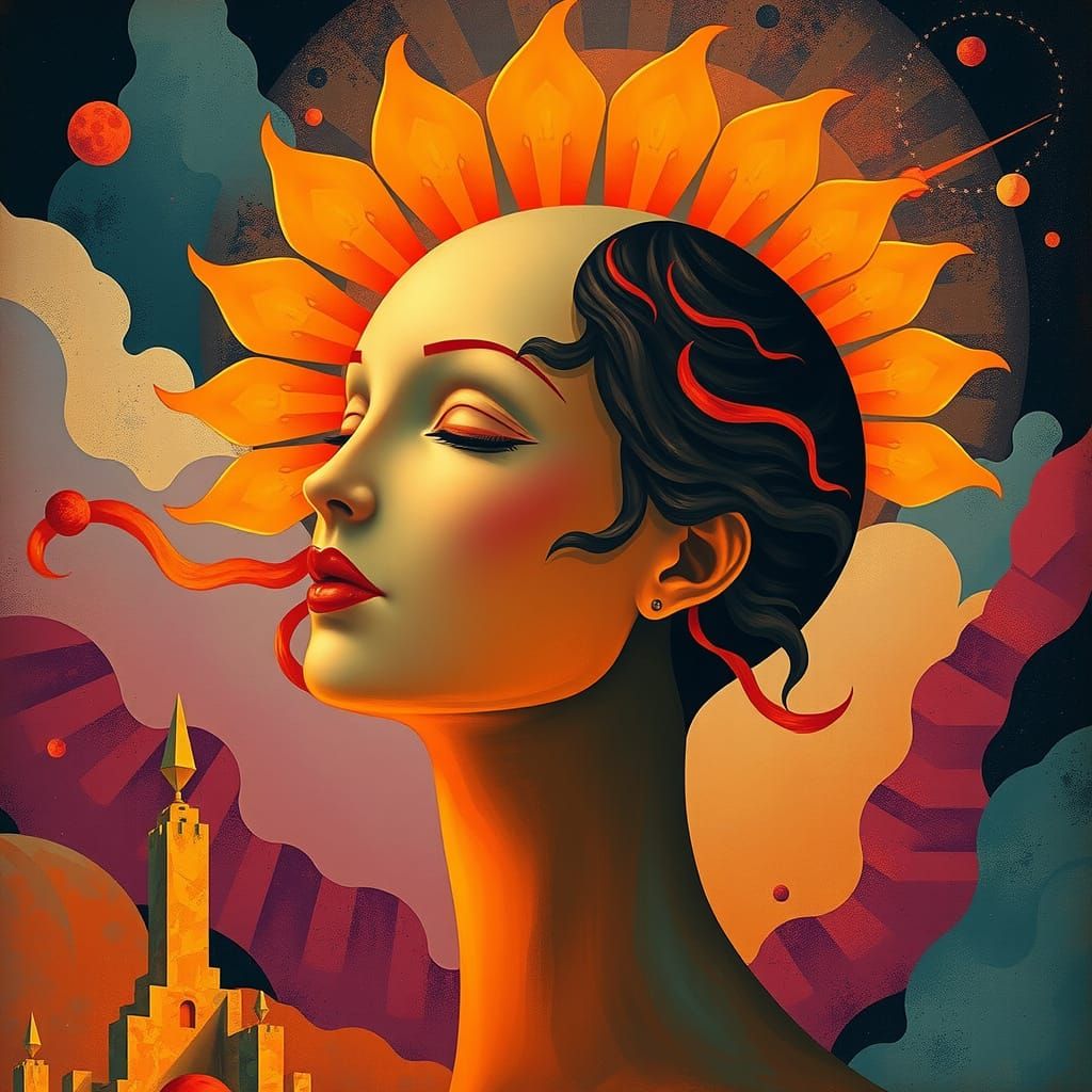 Regal Figure Surrounded by Cosmic Aura