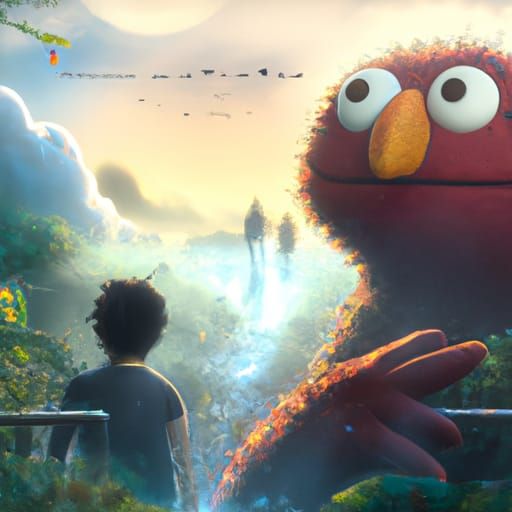Elmo in Studio Ghibli Anime Style