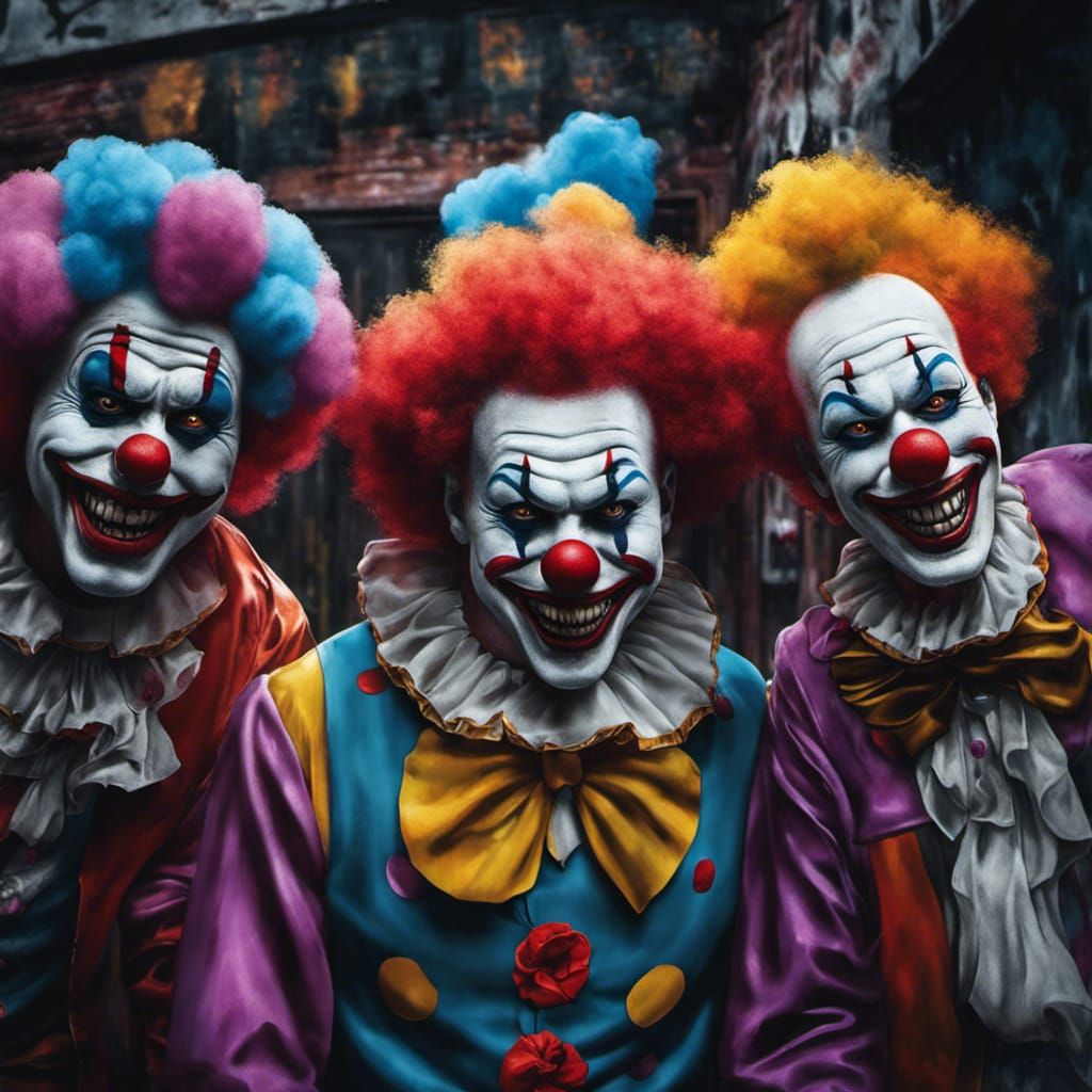 Creepy Clowns at Birthday Party in Graffiti Style