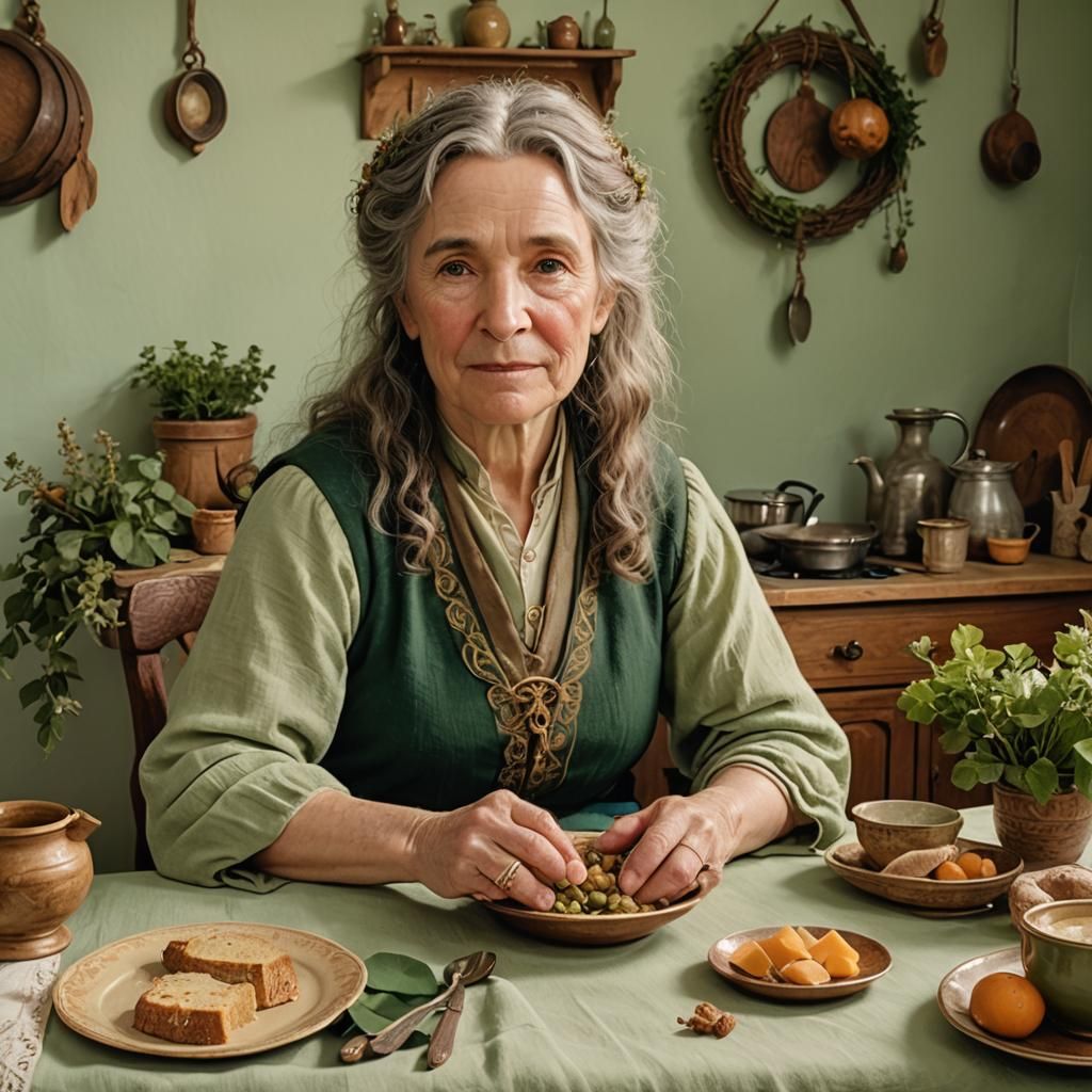 Halfling Goddess of Peace in Cottagecore Style