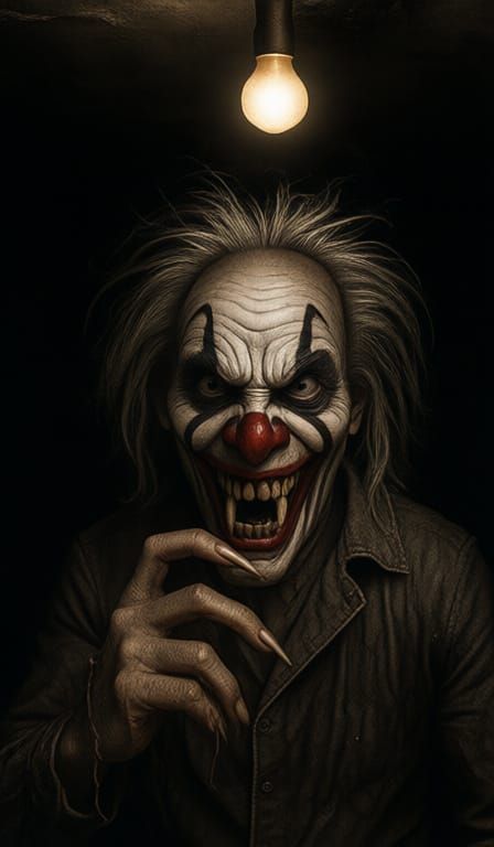 Nightmarish Clown Charges in Realistic Horror Nightmare