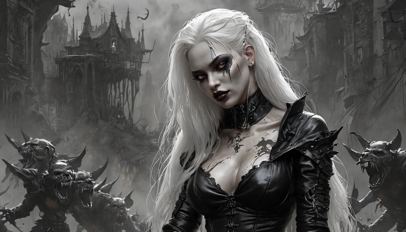 Angry Vampire in Dark, Moody Atmosphere