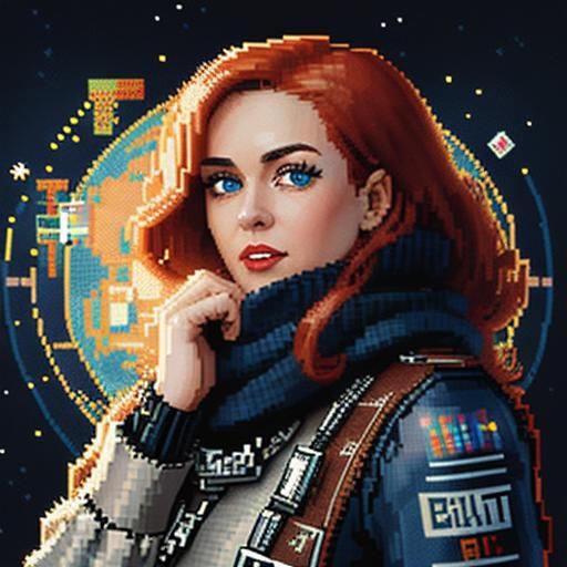 Cyberpunk Girl Portrait in 8-bit Pixel Art