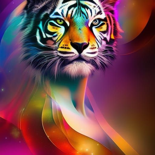 Tiger Woman in Cyberpunk Style by Pablo Amaringo