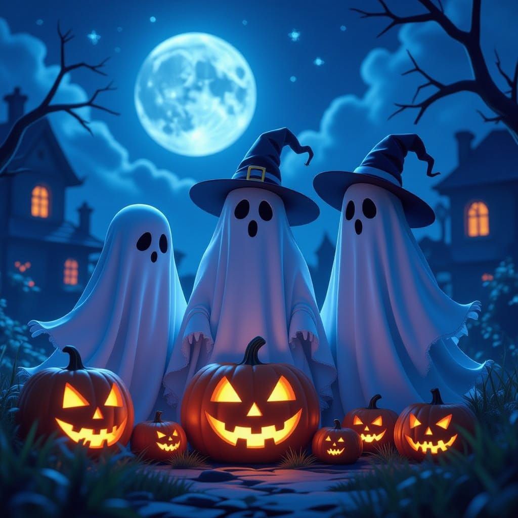 Spooky Birthday Party with Ghosts and Jack-o'-Lanterns