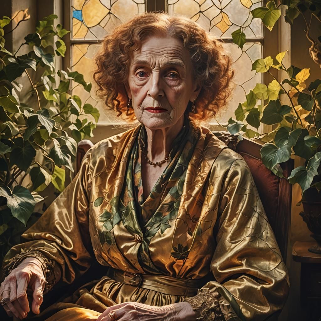 Rossetti-Inspired Portrait of Elderly Person as Jane Morris