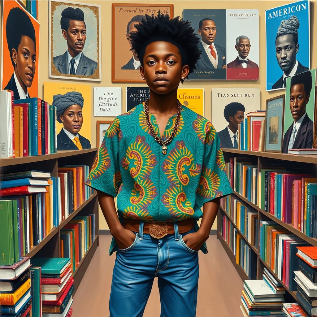 Teenage Black Activist in Library of Black History