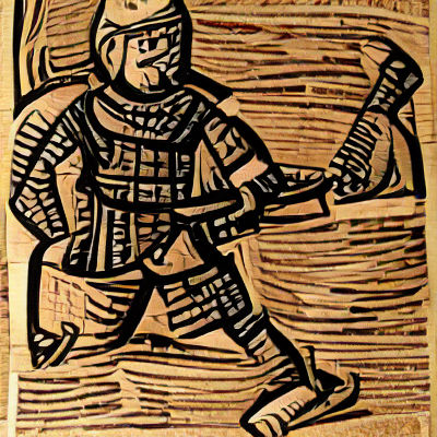 German Medieval Mercenary Woodcut Print