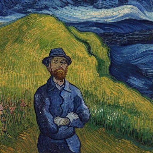 A Contemplative Man in a Serene Field