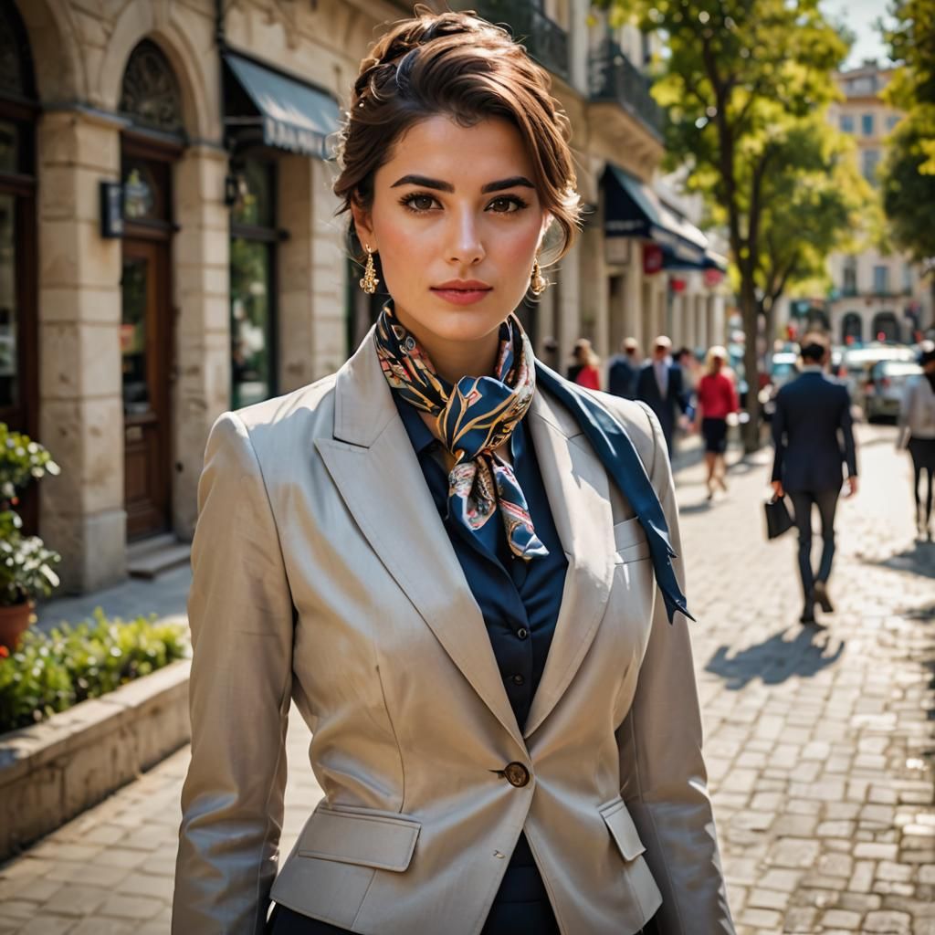 Elegant Turkish Woman in Preppy Business Attire