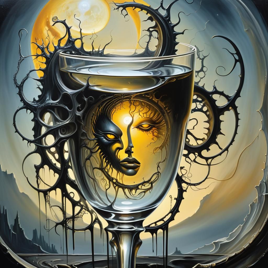 Sun and Moon in Glass: Surreal Impasto Oil Painting