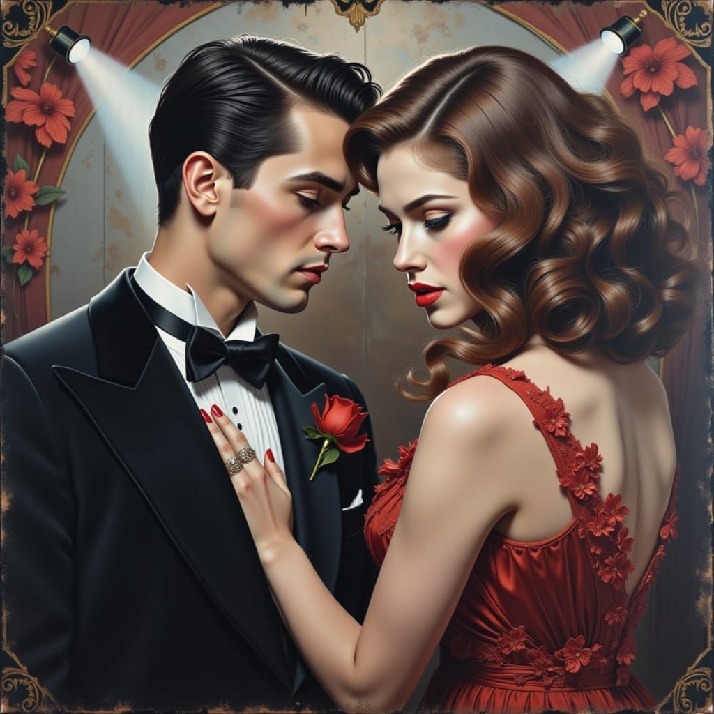 Glamorous Couple in Vintage Hollywood Film Poster