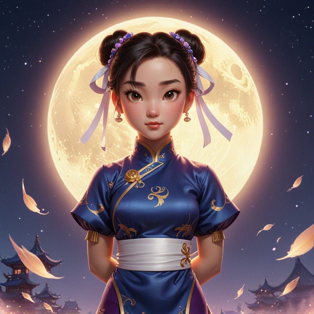 Chun-Li Martial Arts Masterpiece in Anime Style