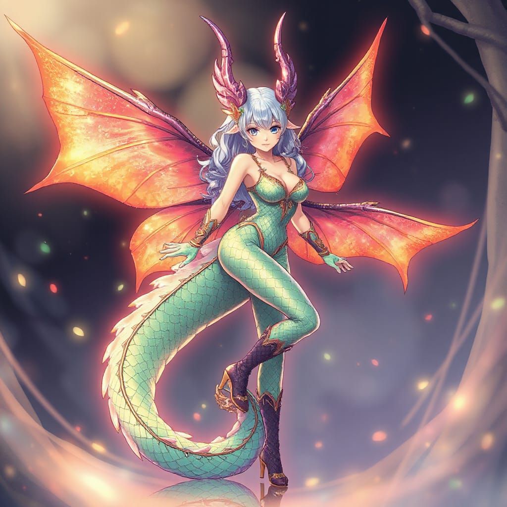 Anime Dragon Fairy Hybrid with Scales and Tail