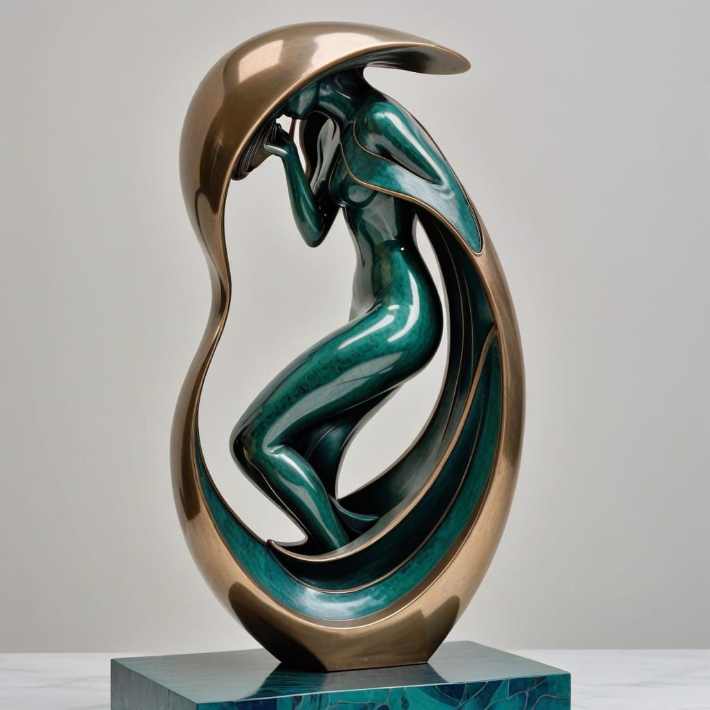 Barbara Hepworth Style Mermaid Sculpture in Bronze
