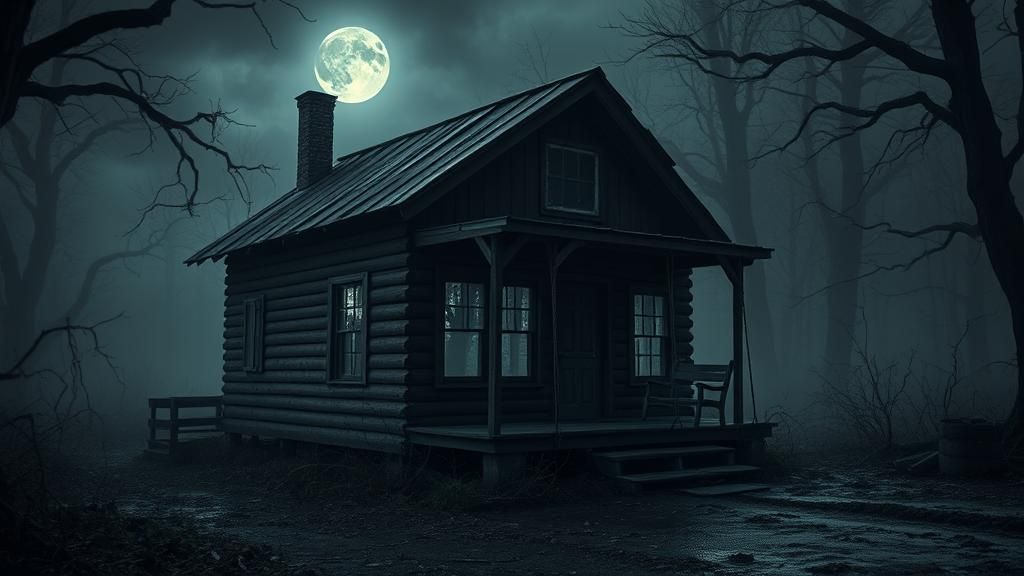 Haunted Cabin in Forest, Photorealistic Dark Landscape