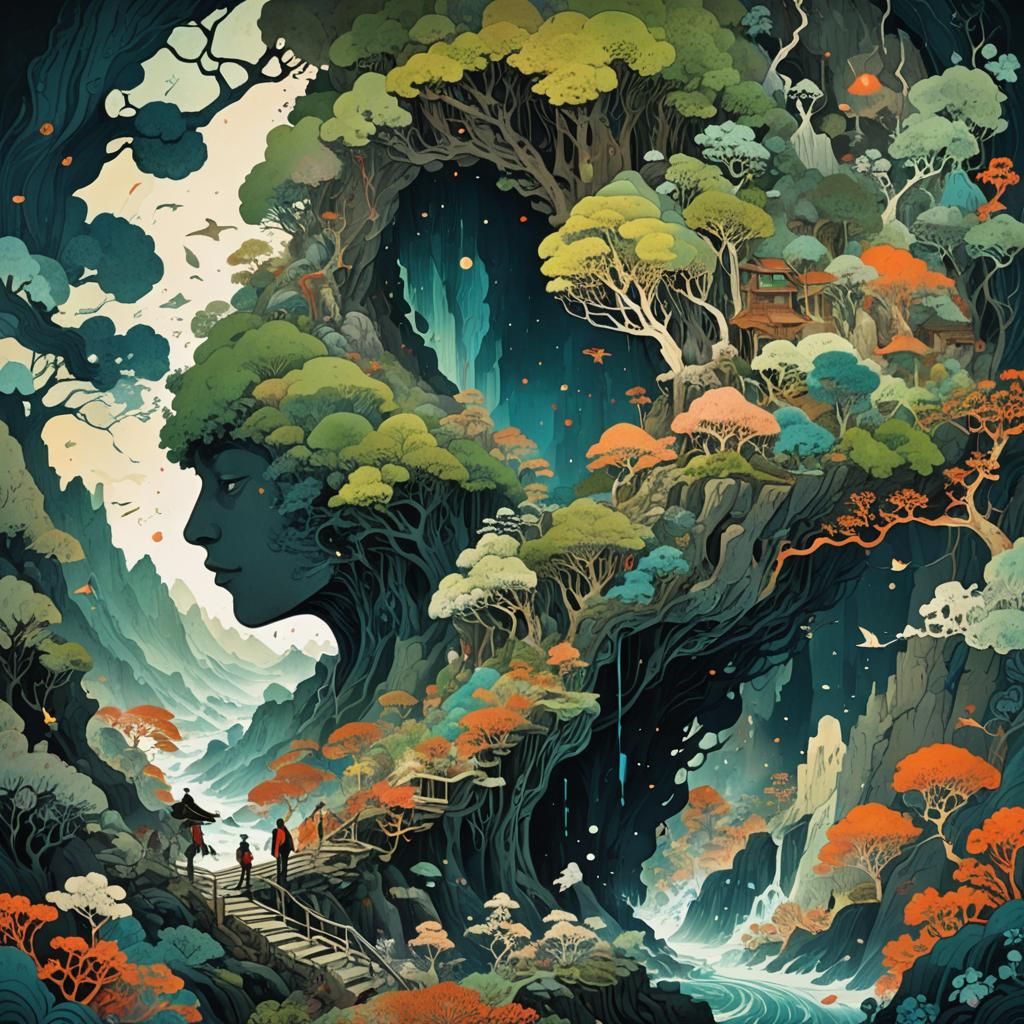 Surreal Journey to Earth's Core: Collage Art