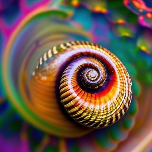 Glowing Gypsy Snail in Hyperrealistic Splash Art