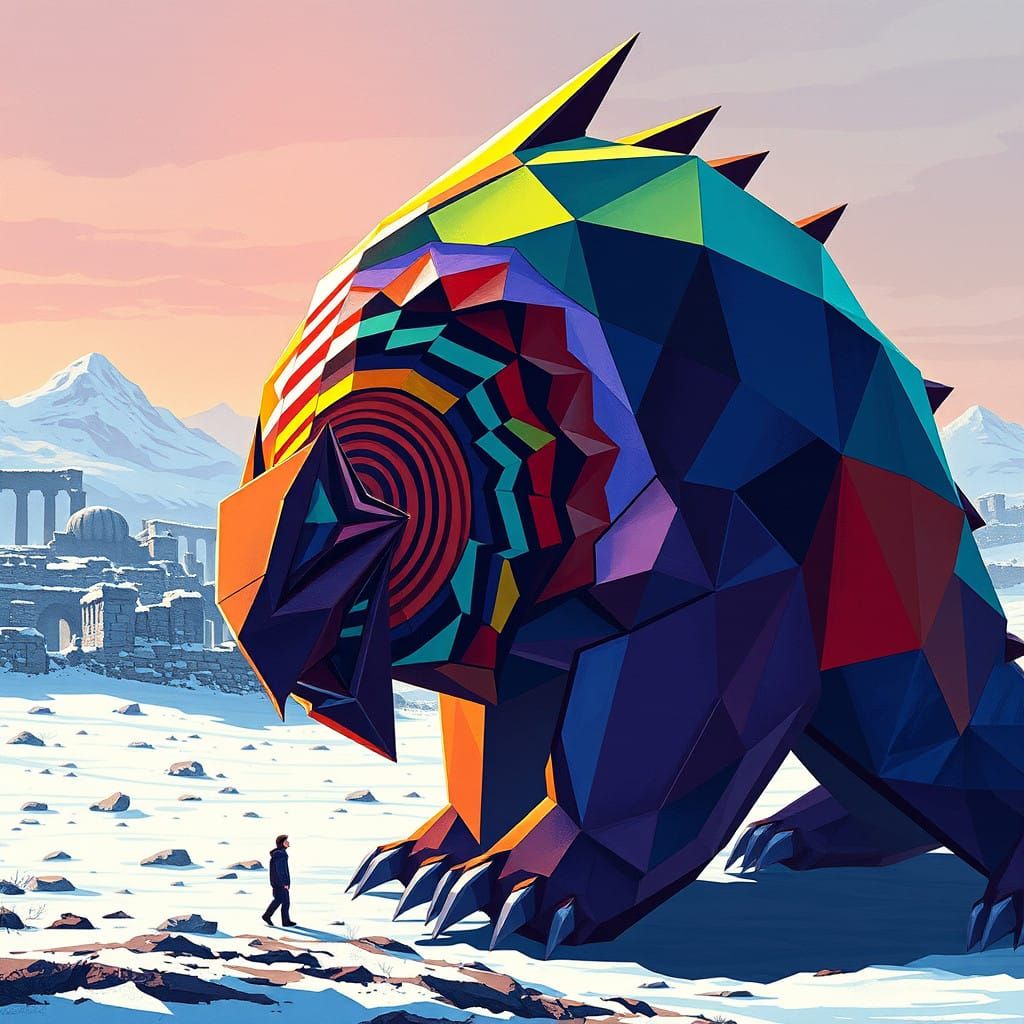 Psychedelic Geometric Beast in Post-Apocalyptic Winter
