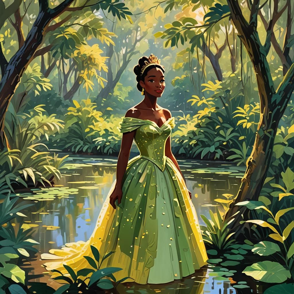 Princess Tiana Gouache Impressionist Painting in Henri Matis...