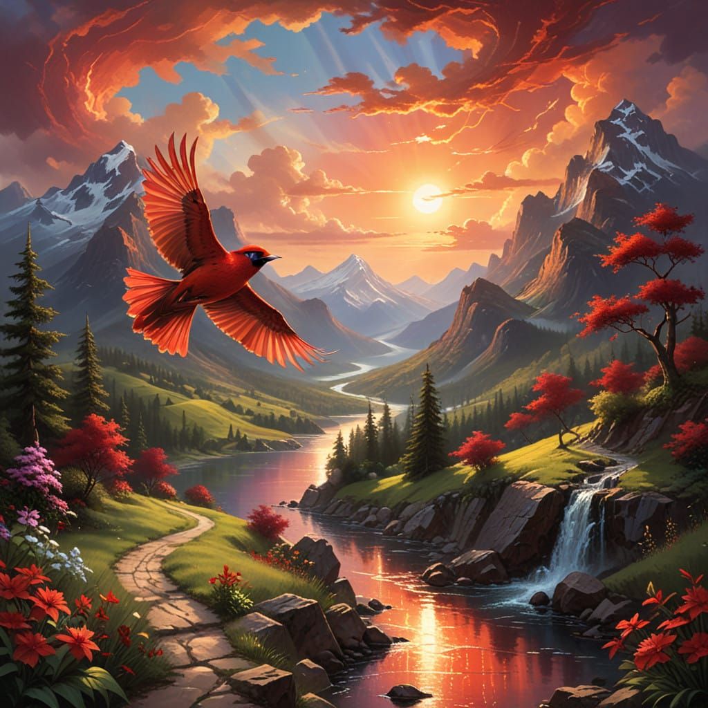 Majestic Sunset Speed Painting with Sublime Figure