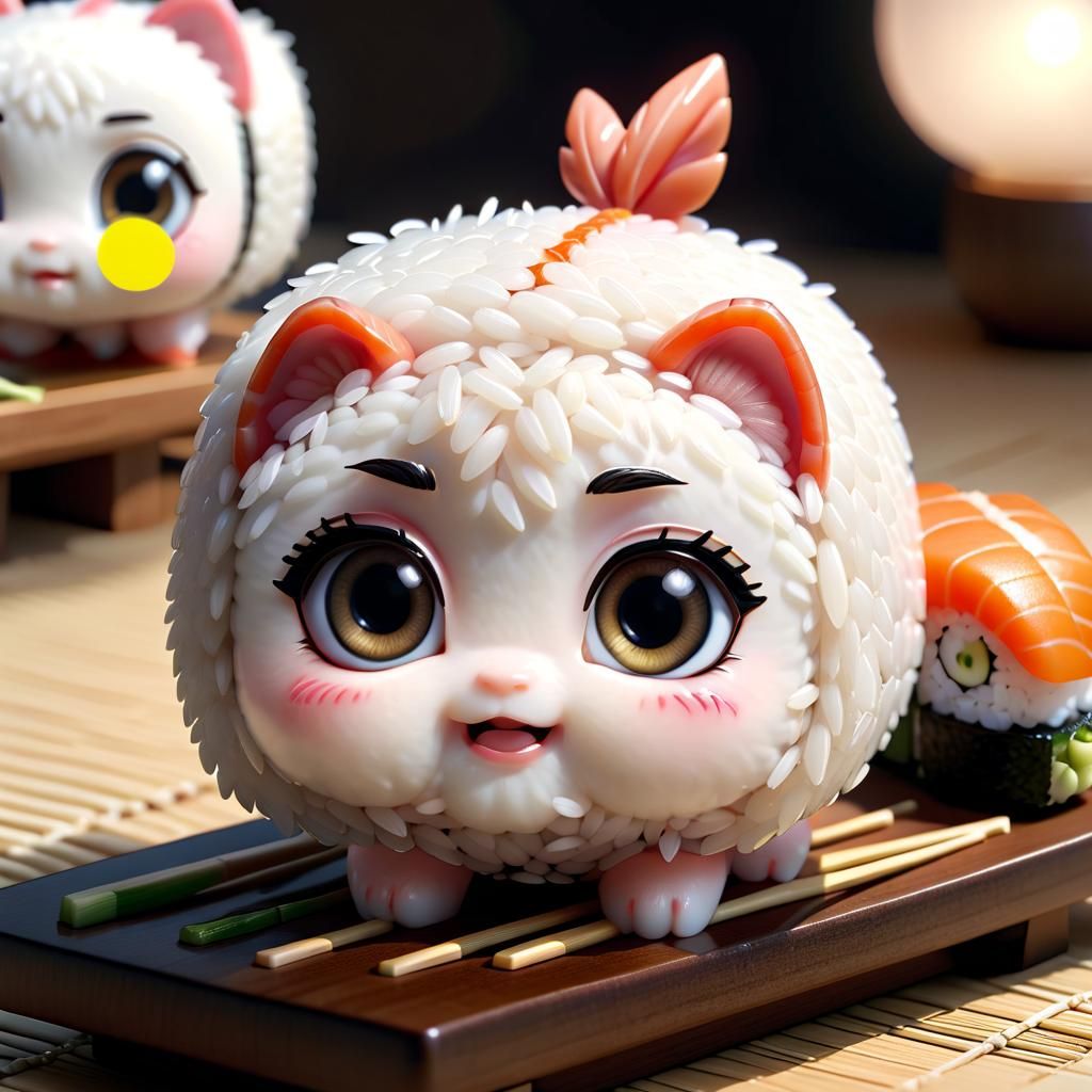 Cute Chibi Sushi Rice Ball: 3D Render