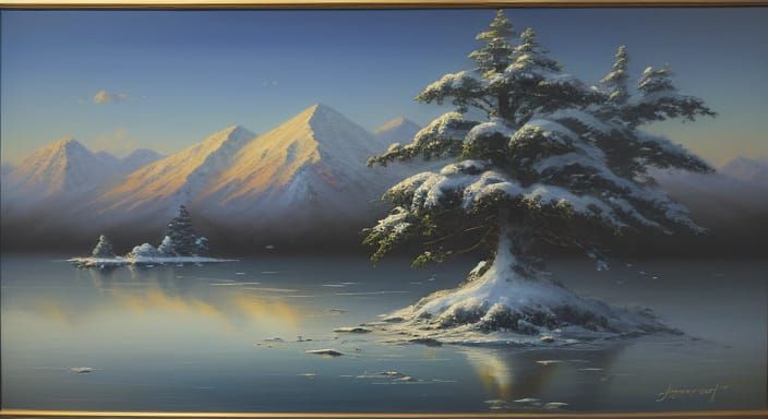 Luminous Water's Edge in a Dreamlike Landscape