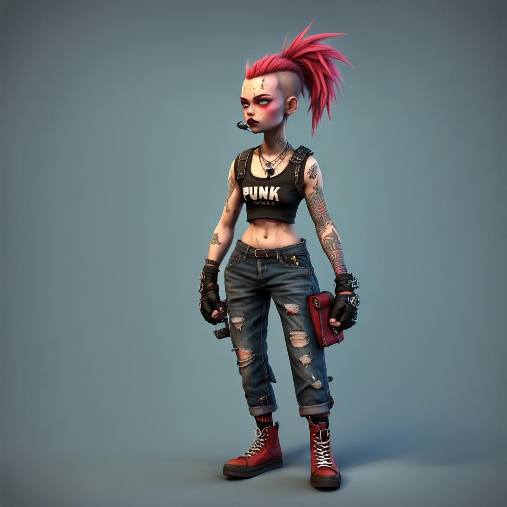 AI Generated Punk Character Illustration