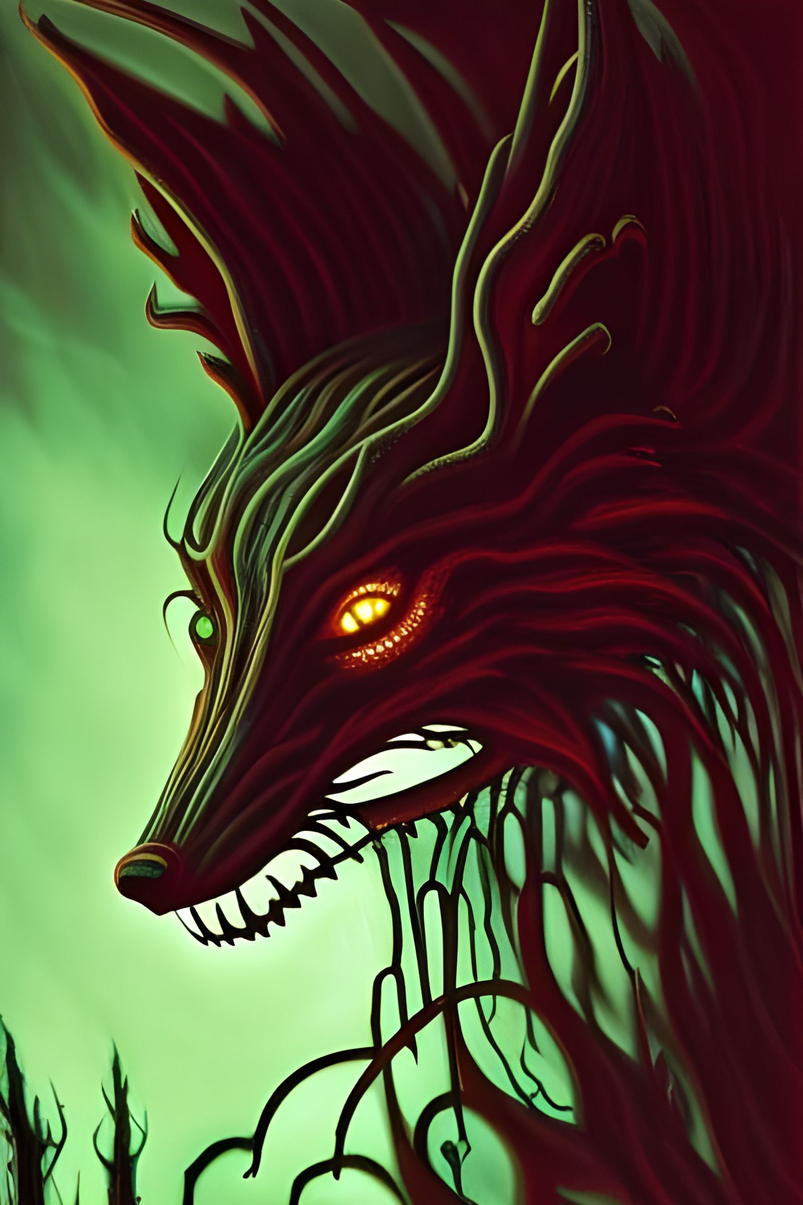 Terrifying Demon Fox Portrait in Dark Fantasy Style
