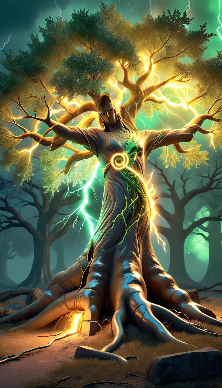 Magical Tree with Mithril Bow in CGI Fantasy