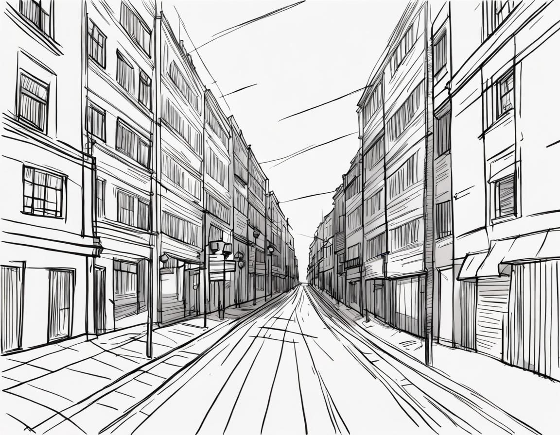 Line Art Sketch of a City Street