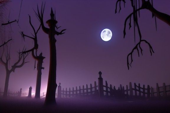 Eldritch Halloween Town Moonscape: Hyperdetailed Matte Paint...
