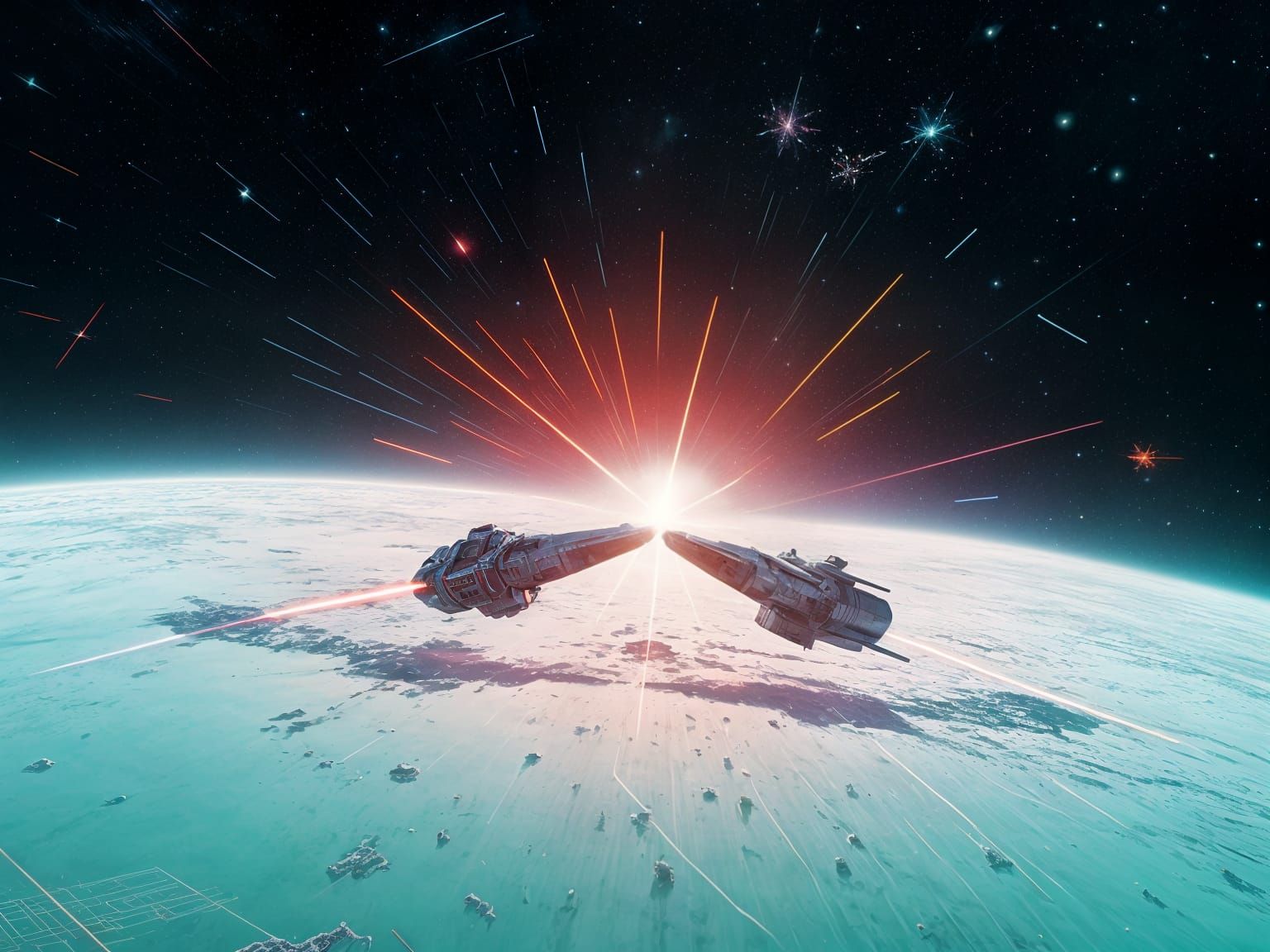 Cosmic Confrontation in Brutalist Sci-Fi