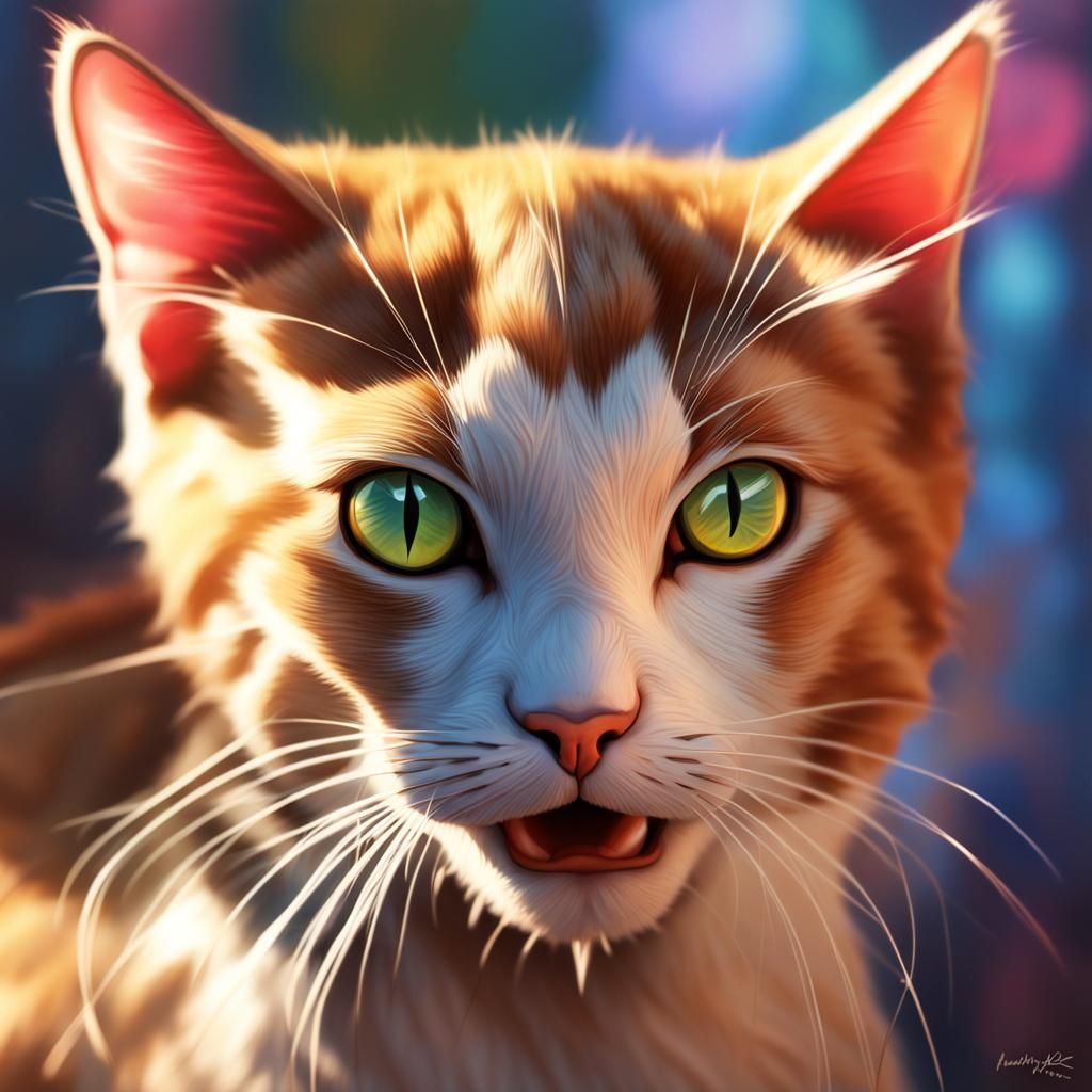 Hyperrealistic Kitty Cat Portrait in Splash Art Style