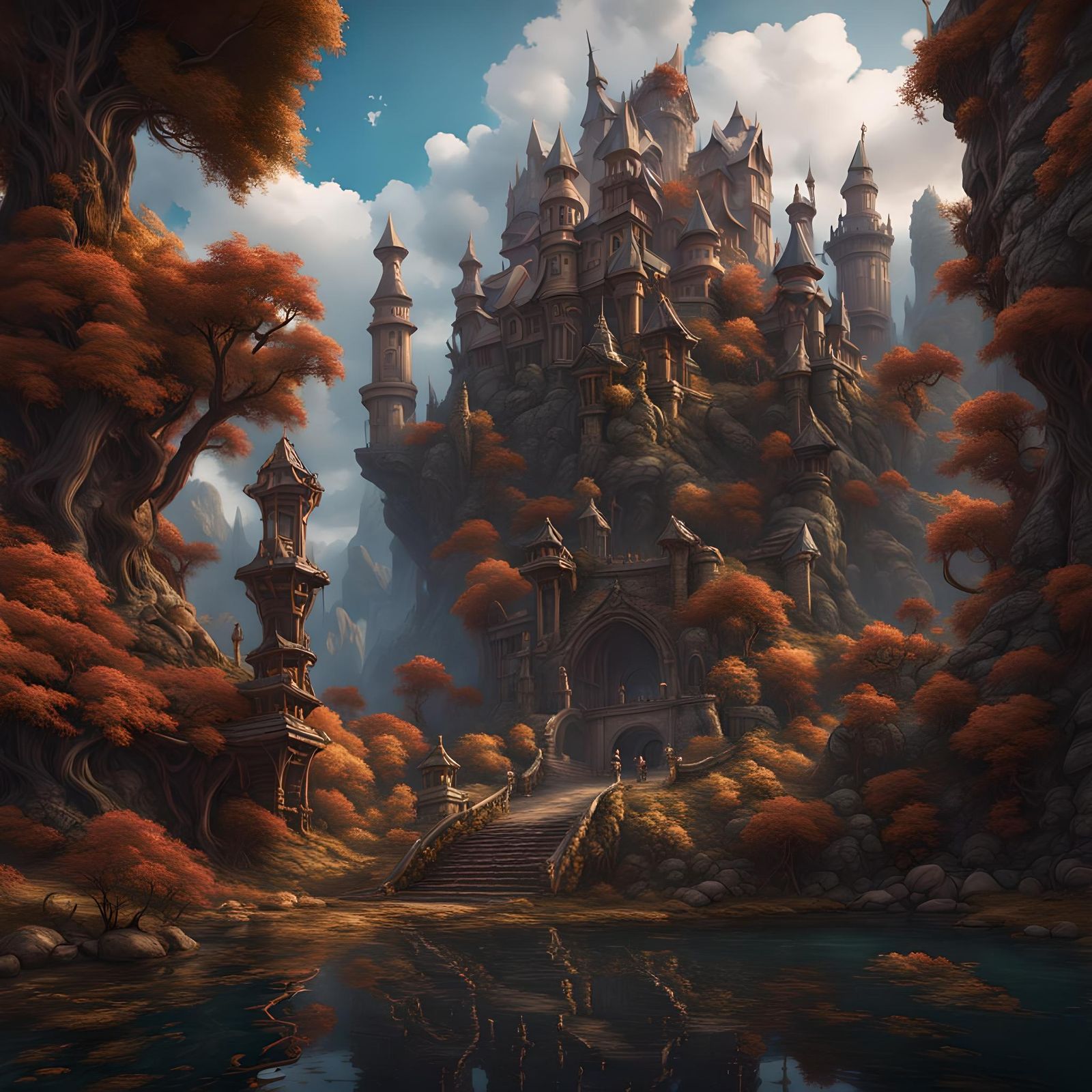 Fantastical Matte Painting in Deep Color, 8K