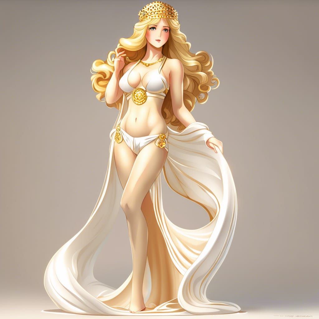Aphrodite in Gold Bikini: AI Generated Portrait