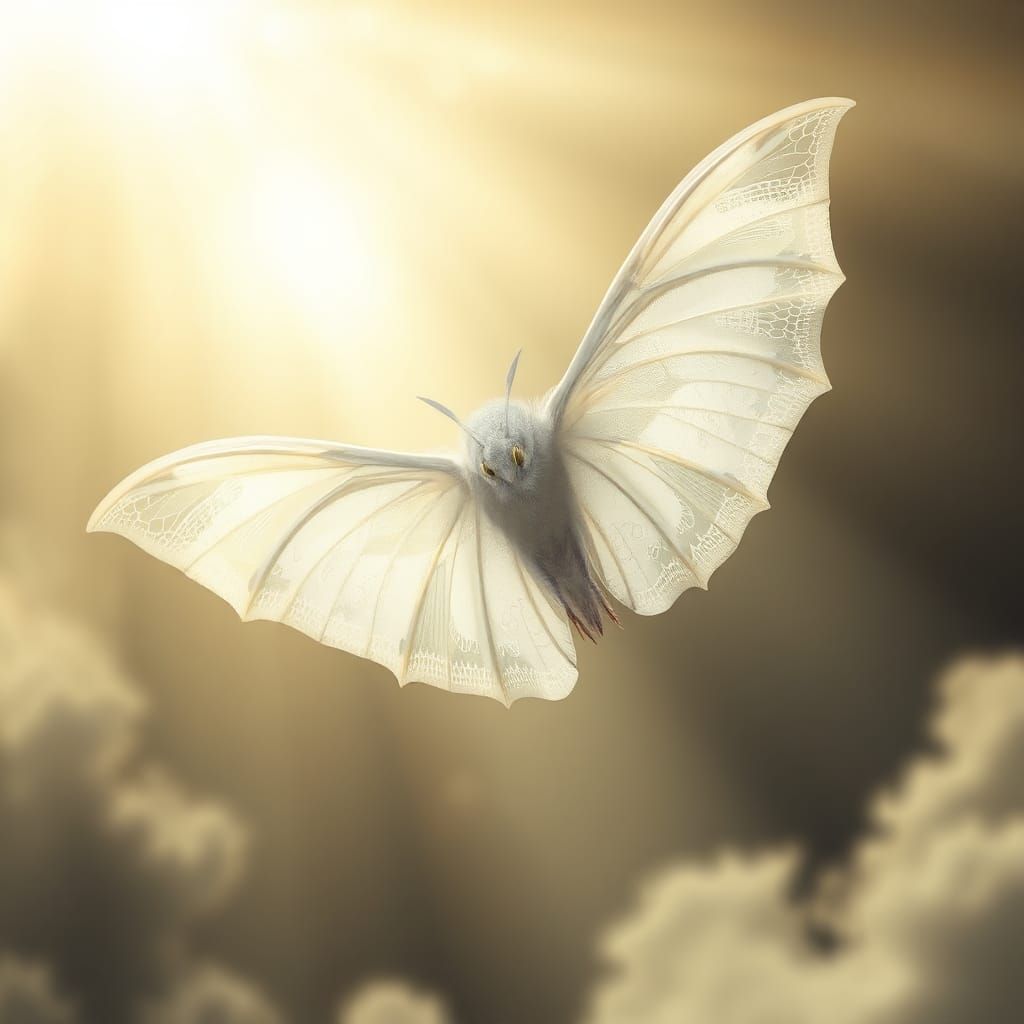 Ethereal Bat-Moth-Bird in Dreamy Landscape