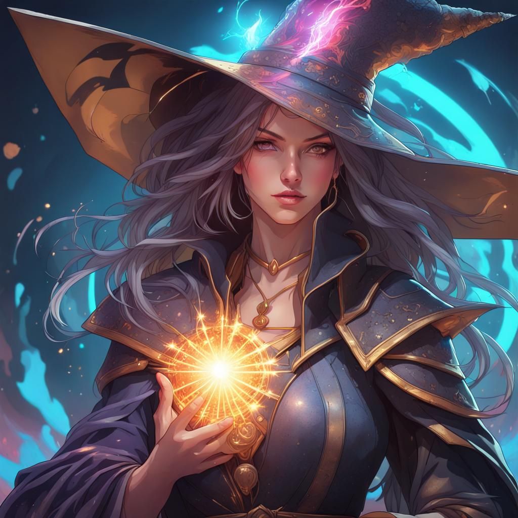 Enchanting Sorceress Portrait in Anime Style