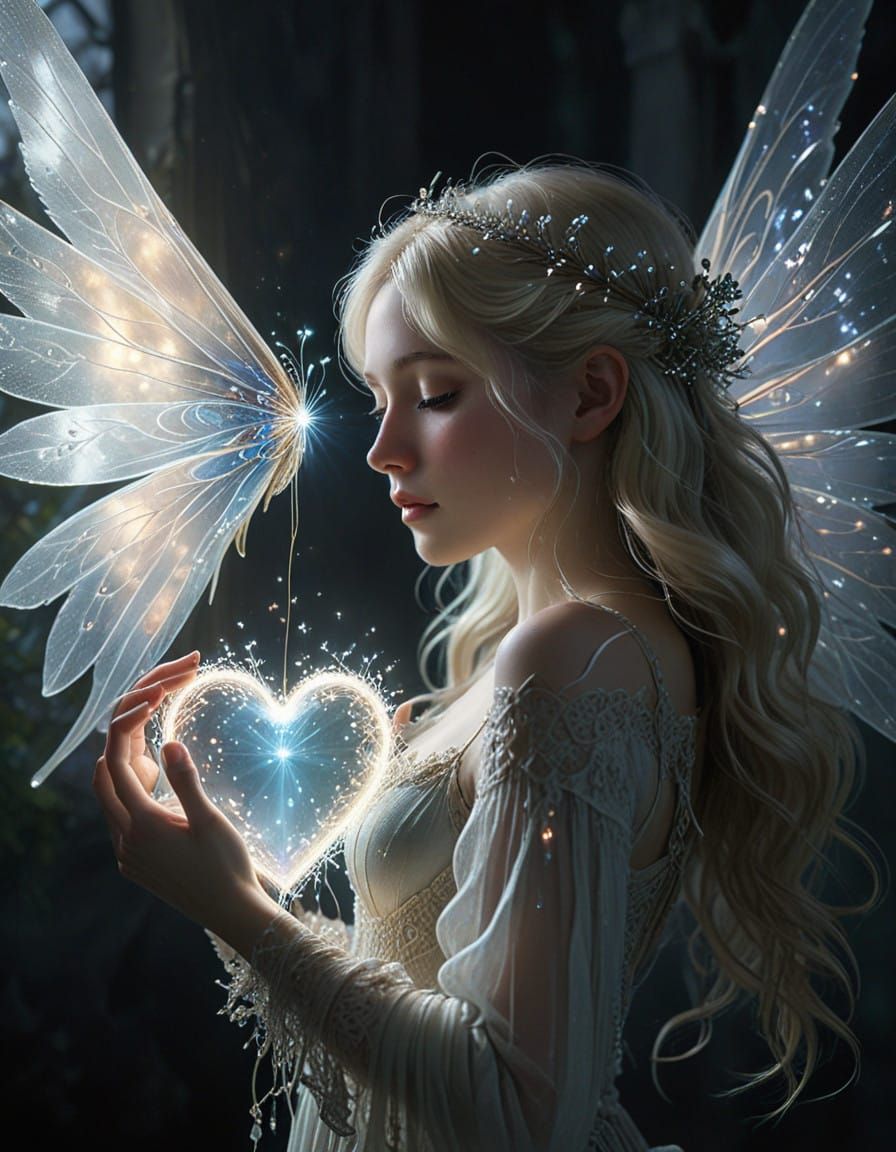 Ethereal Fairy with Glowing Heart