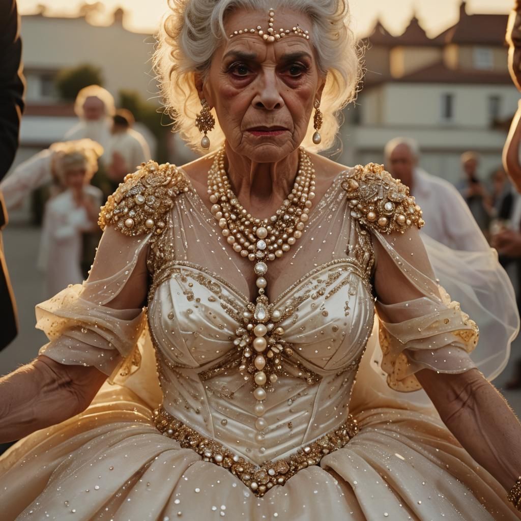 Cinematic Transvestite in Pearl Wedding Dress