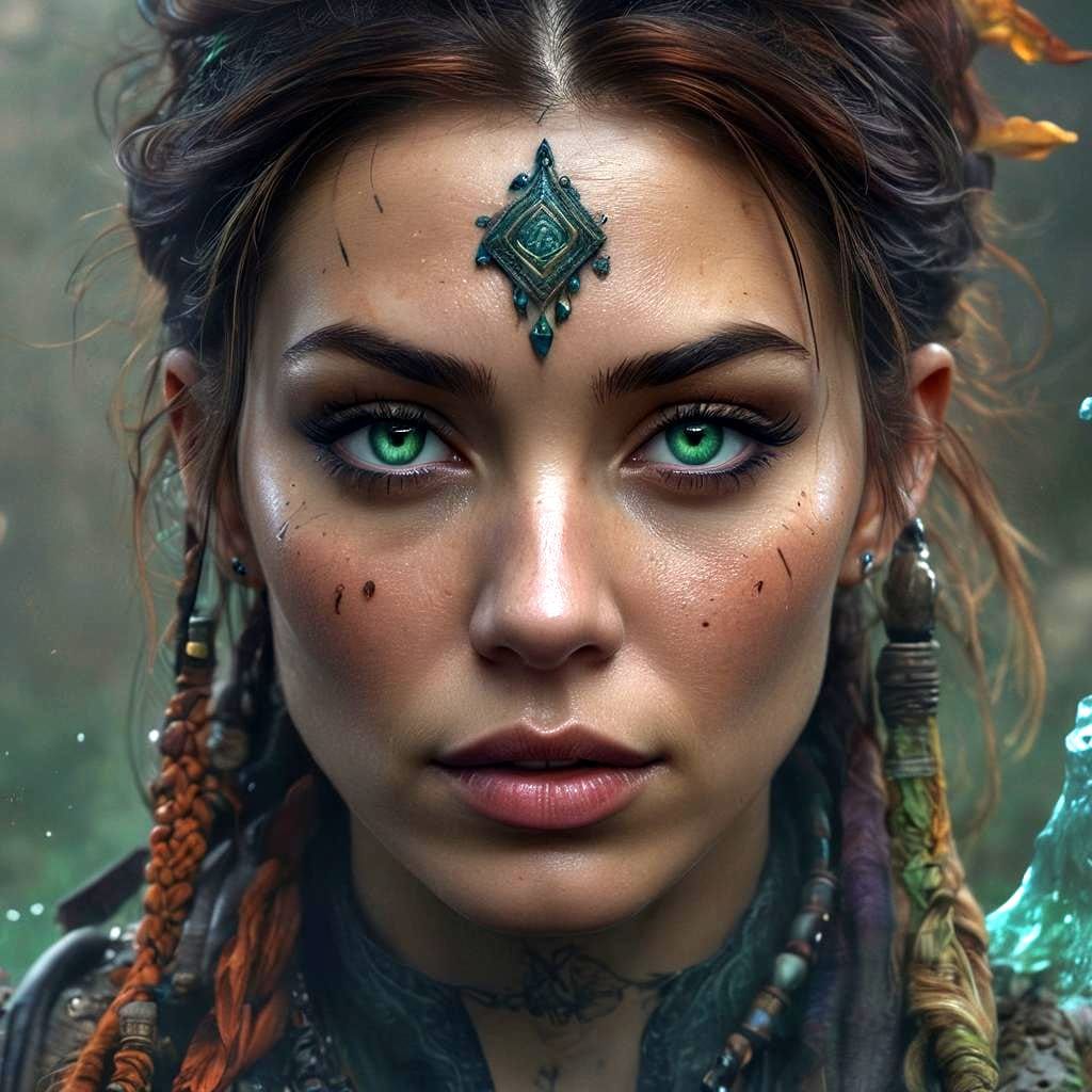 Sorceress Archeologist Portrait in Hyperdetailed Digital Art