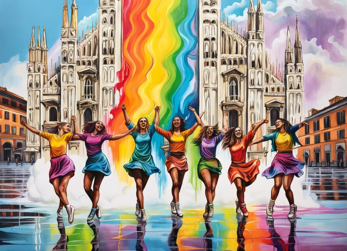 Milan Duomo Dance: Graffiti Splash Art Celebration