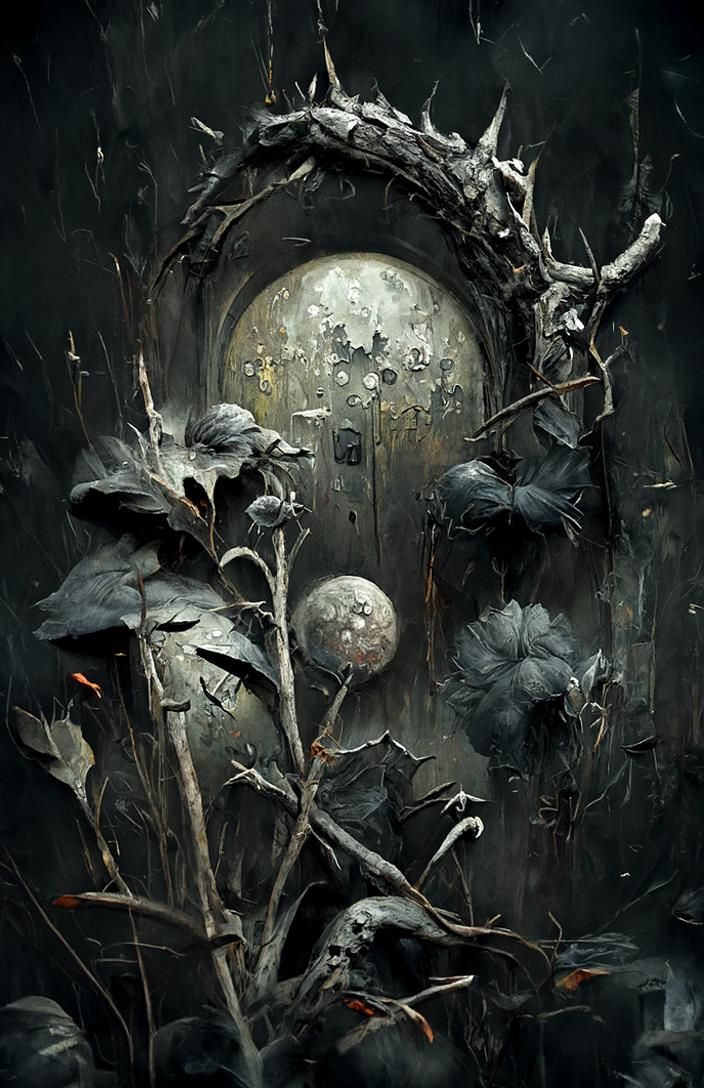 Sinister Bramble Door in Hyperreal Digital Painting Style