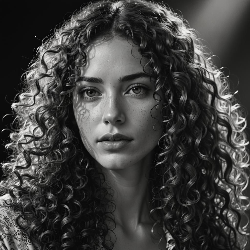 Monochrome Portrait of a Woman with Dramatic Lighting