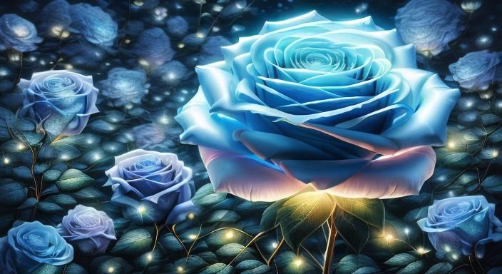 Chemiluminescent Roses Macro Photo with X-Ray Details