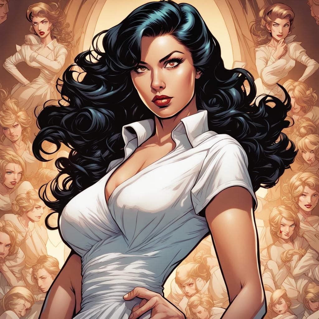 Pin-Up Woman in Comic Book Style Art