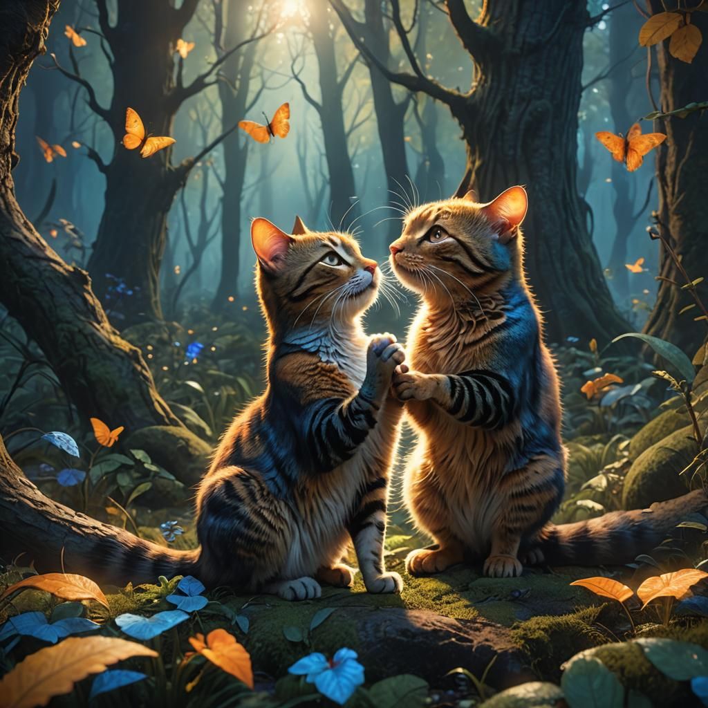 Mystical Forest: Cat and Mouse Nose Touch
